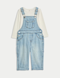 2pc Pure Cotton Denim Dungaree Outfit (0-3 Yrs)