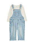 2pc Pure Cotton Denim Dungaree Outfit (0-3 Yrs)