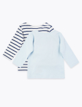 2 Pack Pure Cotton Whale Print Tops (7lbs-3 Yrs)