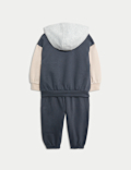 2pc Cotton Rich Colour Block Hooded Sweat Outfit (0-6 Yrs)