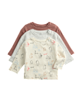 3 Pack Pure Cotton Bear Print Waffle Tops (0-3 Yrs)