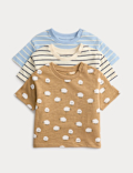 3 Pack Pure Cotton Animal & Stripe Tops (0-3 Yrs)