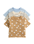 3 Pack Pure Cotton Animal & Stripe Tops (0-3 Yrs)