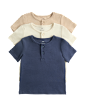 3 Pack Short Sleeve Henley Tops (0-5 Yrs)
