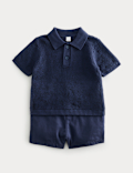 2 Piece Knitted Polo Shirt and Chino Shorts (0-5 Yrs)