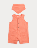 Pure Cotton Romper with Bib (0-3 Yrs)