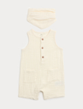 Pure Cotton Romper with Bib (0-3 Yrs)