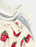 3 Pack Pure Cotton Apple Print Tops (0-5 Yrs)