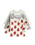 3 Pack Pure Cotton Apple Print Tops (0-5 Yrs)