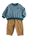 Cotton Rich Striped Slogan Sweatshirt with Chinos Outfit (0 Mths-5 Yrs)