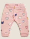 Cotton Rich Heart Print Joggers (0-3 Yrs)