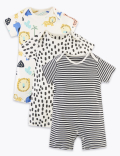 3 Pack Pure Cotton Safari Rompers (6½lbs-3 Yrs)