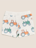 Organic Cotton Tractor Print Shorts