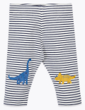 3 Pack Cotton Dinosaur Print Leggings (0-3 Yrs)