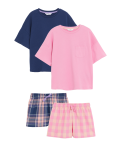 2pk Pure Cotton Checked Short Pyjama Sets