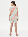 Pure Cotton Rainbow Heart Print Pyjamas (7-14 Yrs)
