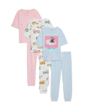 3pk Pure Cotton Dog & Heart Pyjama Sets (6-16 Yrs)