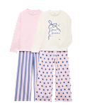 2 Pack Bow Graphic Pyjama Sets (6-16 Yrs)