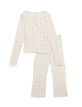 Pure Cotton Ditsy Floral Ribbed Pyjamas (6-16 Yrs)