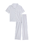 Pure Cotton Striped Revere Pyjamas (3-16 Yrs)