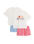 2pk Pure Cotton Gingham Short Pyjama Sets (3-16 Yrs)