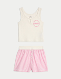 Cotton Rich Printed Striped Short Pyjamas (6-16 Yrs)