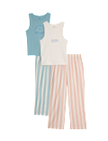 2pk Cotton Rich Ribbed Pyjama Sets (6-16 Yrs)