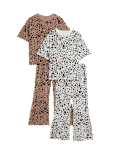2pk Pure Cotton Leopard Print Pyjama Sets (1-16 Yrs)