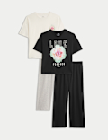 2pk Cotton Rich Flower Graphic Pyjama Sets (1-16 Yrs)