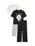 2pk Cotton Rich Flower Graphic Pyjama Sets (1-16 Yrs)