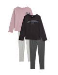 2pk Cotton Rich Slogan Pyjama Sets (6-16 Yrs)