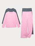 2pk Ribbed Star Pyjama Sets (2-16 Yrs)