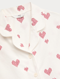 Pure Cotton Poplin Heart Revere Pyjamas (6-16 Yrs)