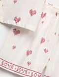 Pure Cotton Poplin Heart Revere Pyjamas (6-16 Yrs)