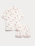 Pure Cotton Poplin Heart Revere Pyjamas (6-16 Yrs)