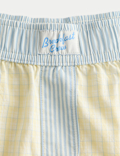 Yellow Woven Checked Pyjama Shorts (6-16 Yrs)