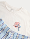 2pk Pure Cotton Shell and Stripe Pyjamas (6-16 Yrs)