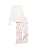 Pointelle Bow Print Pyjama Set (6 - 16 Yrs)