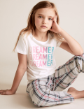 2pk Pure Cotton Slogan Pyjama Sets (6-16 Yrs)