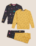 2pk Pure Cotton Printed Pyjama Set (6-16 Yrs)