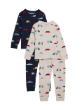 2pk Pure Cotton Transport Pyjama Sets (1-8 Yrs)