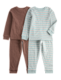 2 Pack Striped Waffle Pyjama Sets (1-8 Yrs)