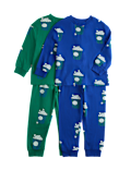 2 Pack Pure Cotton Jersey Popcorn Pyjama Sets (1-8 Yrs)