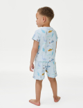 Pure Cotton Sea Print Waffle Pyjamas (1-8 Yrs)