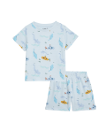 Pure Cotton Sea Print Waffle Pyjamas (1-8 Yrs)