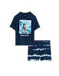 KIDS COTTON RICH CAT SURF PJ 1-16YRS