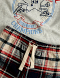 Pure Cotton Star Graphic Checked Pyjamas (12 Mths-8 Yrs)