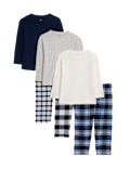3pk Pure Cotton Check Pyjama Sets (1-16 Yrs)