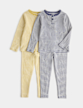 2 Pack Striped Ribbed Pyjama Sets (9 Mths - 8 Yrs)