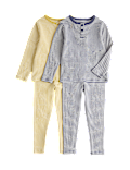 2 Pack Striped Ribbed Pyjama Sets (9 Mths - 8 Yrs)